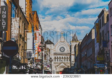 Dublin, Ireland - May 5st, 2018: Architectural Details In Anne Street In Dublin City Centre