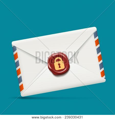 Envelope Icon With Wax Seal And Lock. Stock Vector Illustration.