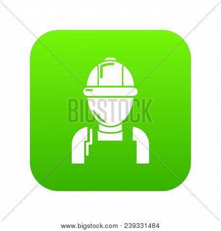 Man Mechanic Icon Green Vector Isolated On White Background