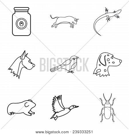 Water Zoopark Icons Set. Outline Set Of 9 Water Zoopark Vector Icons For Web Isolated On White Backg