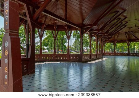 Palic, Serbia - April 28, 2018: Terrace Of Grand Terrace Building Built In 1912 On The Shores Of Pal