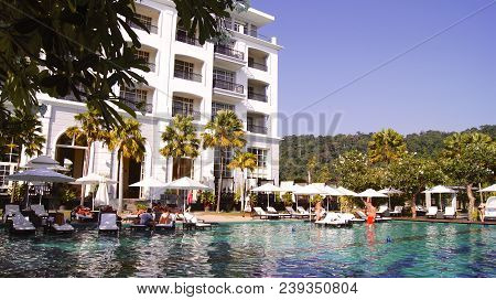 Pulau Langkawi, Malaysia - Apr 4th 2015: Swimming Pool Of The Danna Luxury Hotel On Langkawi Island 