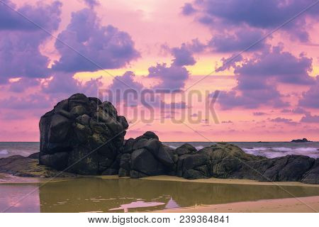 Sunset On The Shores Of The Indian Ocean, Bentota, Sri Lanka