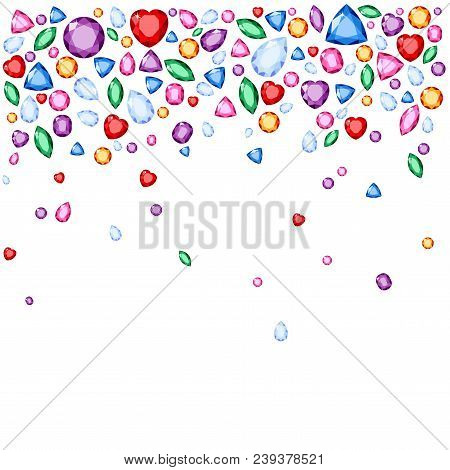 Set Of Realistic Jewels. Colorful Gemstones. Vector Gemstone Illustration On White Background