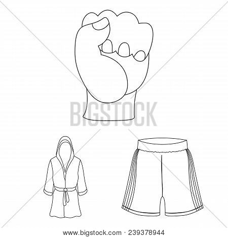 Boxing Extreme Sports Outline Icons In Set Collection For Design. Boxer And Attributes Vector Symbol