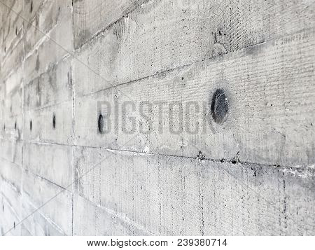 Concrete Wall With Imprinted Wooden Planks Texture