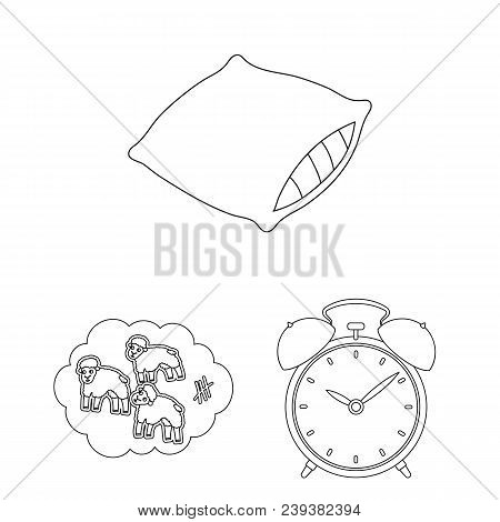 Rest And Sleep Outline Icons In Set Collection For Design. Accessories And Comfort Vector Symbol Sto
