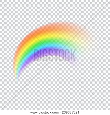 Realistic Vector Rainbow Icon. Isolated Arch Shape On White Transparent Background. Colorful Light A