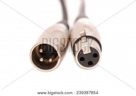 Xlr Cable Sound Microphone Electronic On White Background Isolation