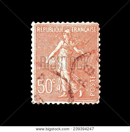 France - Circa 1924 : Cancelled Postage Stamp Printed By France, That Shows Sower.
