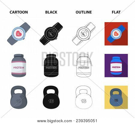 Protein, Vitamins And Other Equipment For Training.gym And Workout Set Collection Icons In Cartoon, 