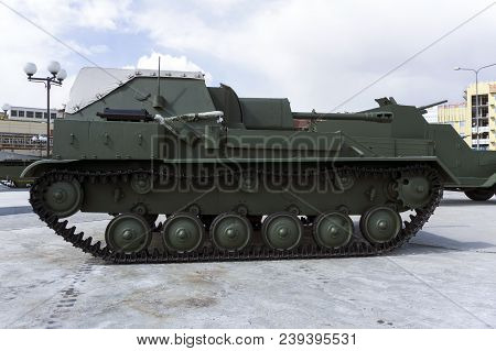 Verkhnyaya Pyshma, Russia - March 01, 2018: Soviet Self-propelled Gun Su-76m In The Museum Of Milita