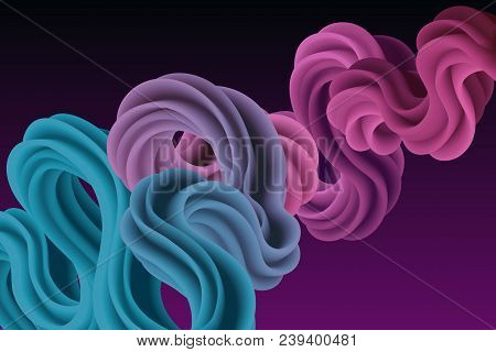 3d Multicolored Liquid Shape With Dynamic Effect. Abstract Gradient Curved Stream. Blended Fluid Col