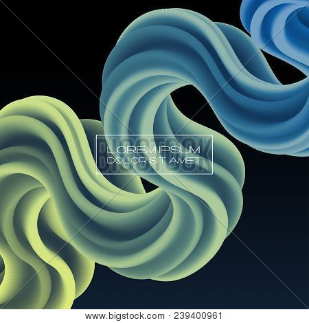 3d Multicolored Liquid Shape With Dynamic Effect. Abstract Gradient Curved Stream. Blended Fluid Col