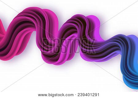 3d Multicolored Liquid Shape With Dynamic Effect. Abstract Gradient Curved Stream. Blended Fluid Col