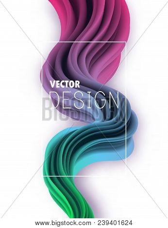 3d Multicolored Liquid Shape With Dynamic Effect. Abstract Gradient Curved Stream Isolated On White.