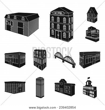 Building And Architecture Black Icons In Set Collection For Design.the Building And Dwelling Vector 