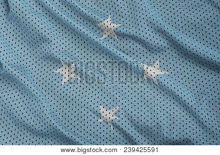 Micronesia Flag Printed On A Polyester Nylon Sportswear Mesh Fabric With Some Folds