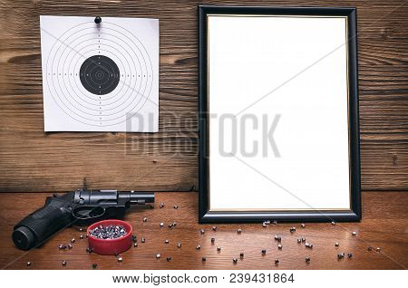 Professional Shooter Certificate Mock Up. Best Shooter Diploma. First Place Winner In Shooting.