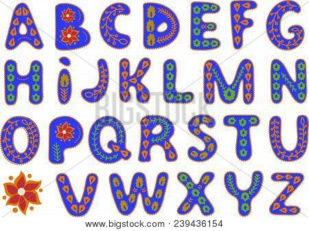 Decorative Alphabet Color Vector Illustration Magic Beautiful Picture Paint Drawing Set Scrapbooking