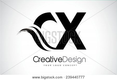 Cx C X Creative Modern Black Letters Logo Design With Brush Swoosh