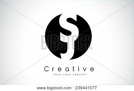 Sj Letter Logo Design Inside A Black Circle. Creative Lettering Logo Vector Illustration.