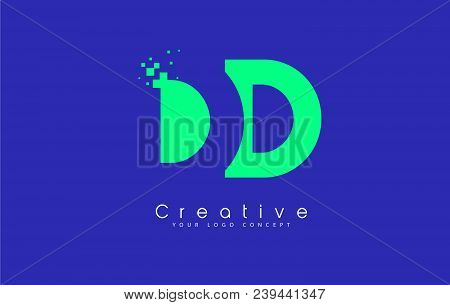 Dd Letter Logo Design With Negative Space Concept In Blue And Green Colors Vector