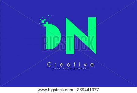 Dn Letter Logo Design With Negative Space Concept In Blue And Green Colors Vector
