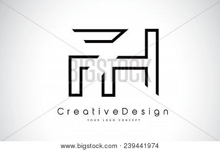 Fh F H Letter Logo Design In Black Colors. Creative Modern Letters Vector Icon Logo Illustration.