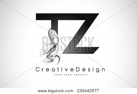 Tz Letter Logo Design With Black Smoke. Creative Modern Smoke Letters Vector Icon Logo Illustration.