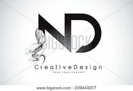 Nd Letter Logo Design With Black Smoke. Creative Modern Smoke Letters Vector Icon Logo Illustration.