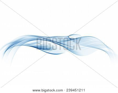 Abstract Vector Background, Transparent Waved Lines For Brochure, Website, Flyer Design. Blue Smoke 