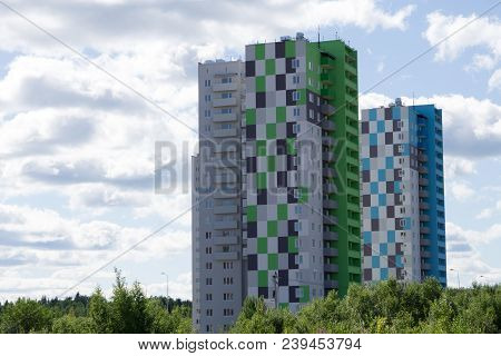 Red House. Blocks High-rise Building Architecture Construction Industry And Residential Infrastructu