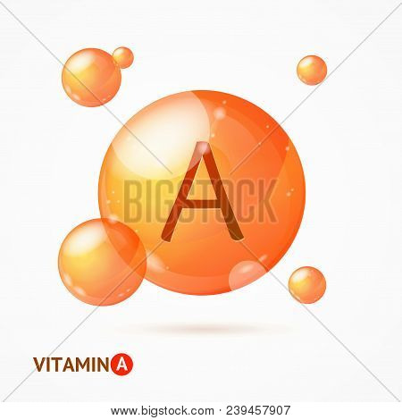 Realistic Detailed 3d Vitamin A Background Card Concept Healthy Nutrition Or Diet Retinal Complex. V