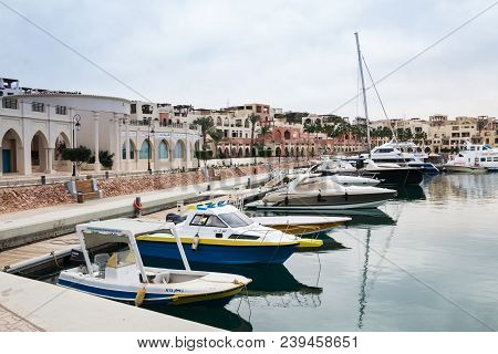 Aqaba, Jordan - December 19, 2017: Modern Marine Full Of Beautiful Yachts In Aqaba City In Tala Bay 