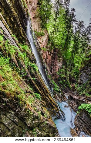 Stunning Wimbach Waterfalls In The Alps, Germany