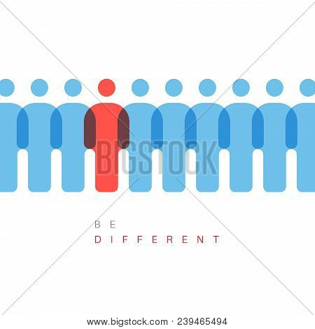 Unique Individuality Concept Vector Illustration - One Figure Is Different From Others