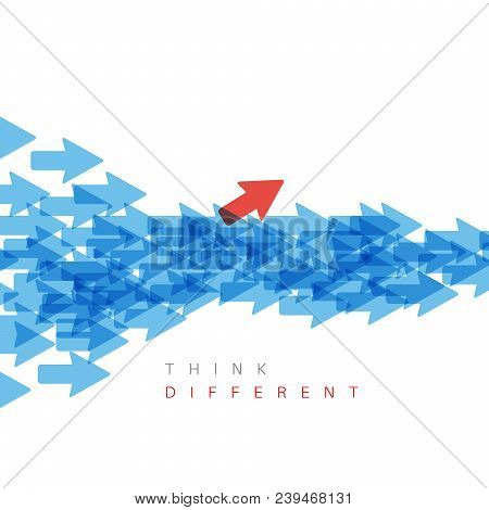 Unique Individuality Concept Vector Illustration - One Arrow Pointing To A Different Direction