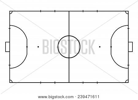 Futsal Court Or Field. Sport Background. Line Art Style.