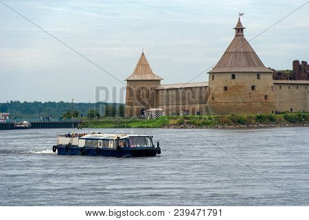 Shlisselburg, Saint Petersburg, Russia - August 21, 2017: Pleasure Boat 
