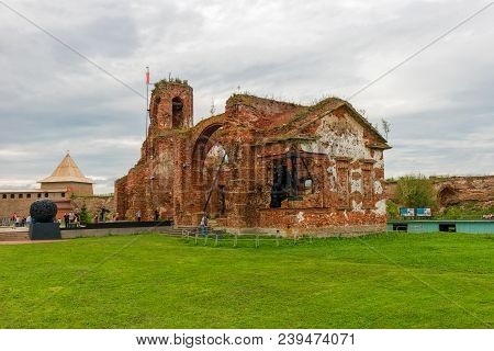 Shlisselburg, Saint Petersburg, Russia - August 21, 2017: Ruins Of The Cathedral Of The Nativity Of 
