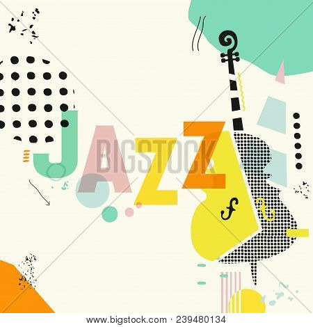 Music Colorful Background With Violoncello Vector Illustration. Geometric Music Festival Poster, Cre