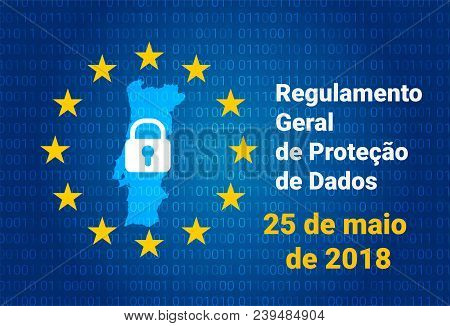 Rgpd Portuguese Text, English Translation - Gdpr - General Data Protection Regulation. Vector Illust
