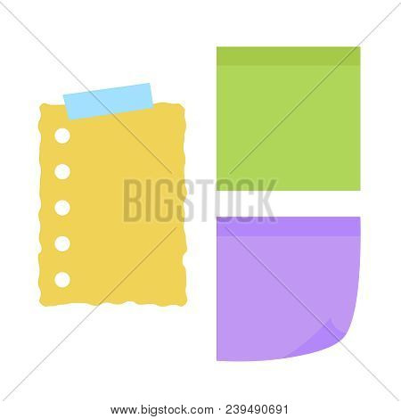 Multicolor Notes Post. Colored Sticky Note Set. Post Note Paper Vector