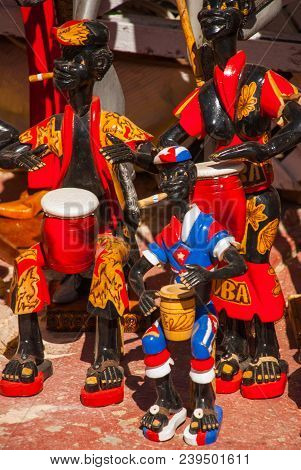 Souvenirs From Cuba. Wooden Toys: The Musician Plays A Drum Or A Guitar And Smokes A Cigar. Sale Of 
