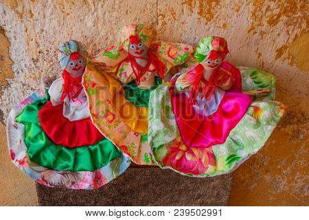 Souvenirs From Cuba. Sale Of Souvenirs For Tourists. Rag Doll. Cuba.