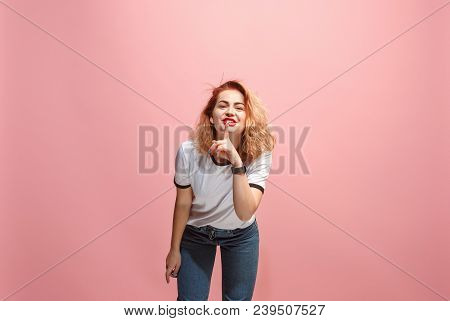 Secret, Gossip Concept. Young Woman Whispering A Secret Behind Her Hand. Business Woman Isolated On 