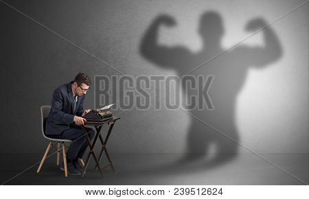 Little hard worker afraid of scary monster shadow