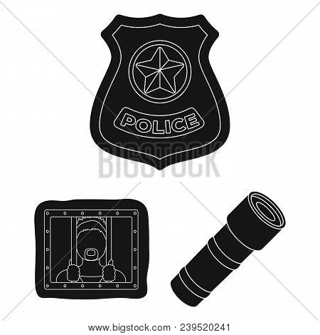Police, Department Black Icons In Set Collection For Design.detective And Accessories Vector Symbol 