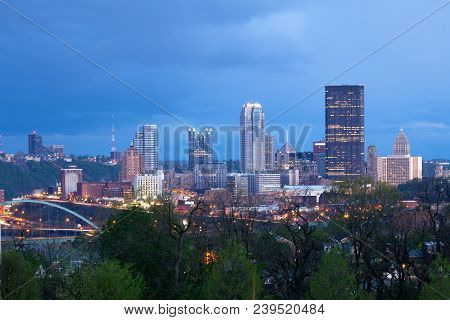 Pittsburgh Skyline From Oakland Neighborhood, Pennsylvania, Usa